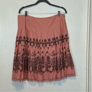 Easter Apt. 9 Dusty Rose A-Line Skirt with Black Lace print Size 14 Petite